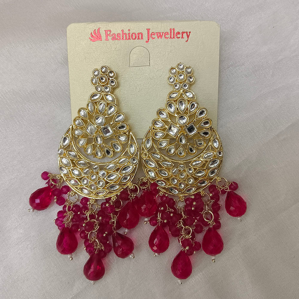 Hania Jewels Kundan Stone Pearl And Beads Dangler Earrings