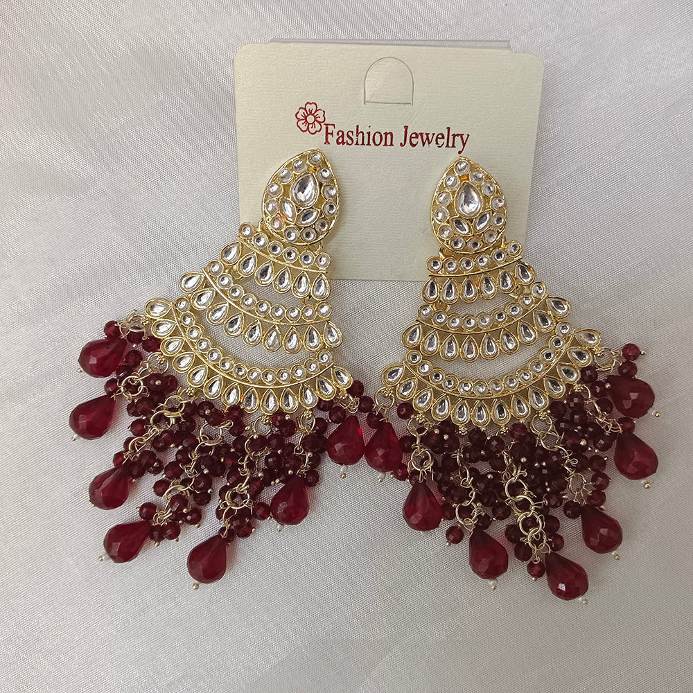Hania Jewels Kundan Stone Pearl And Beads Dangler Earrings