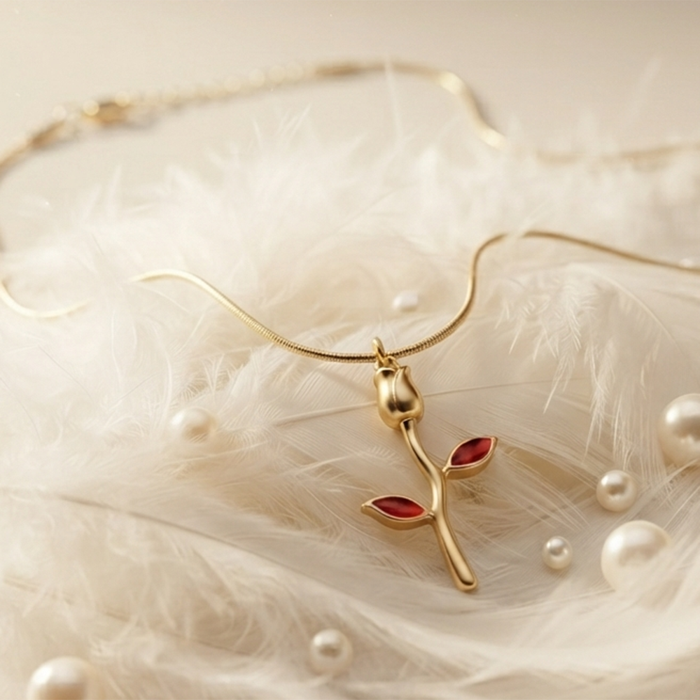 Darshana Jewels Stylish Gold Plated Tulip Flower Chain Pendant