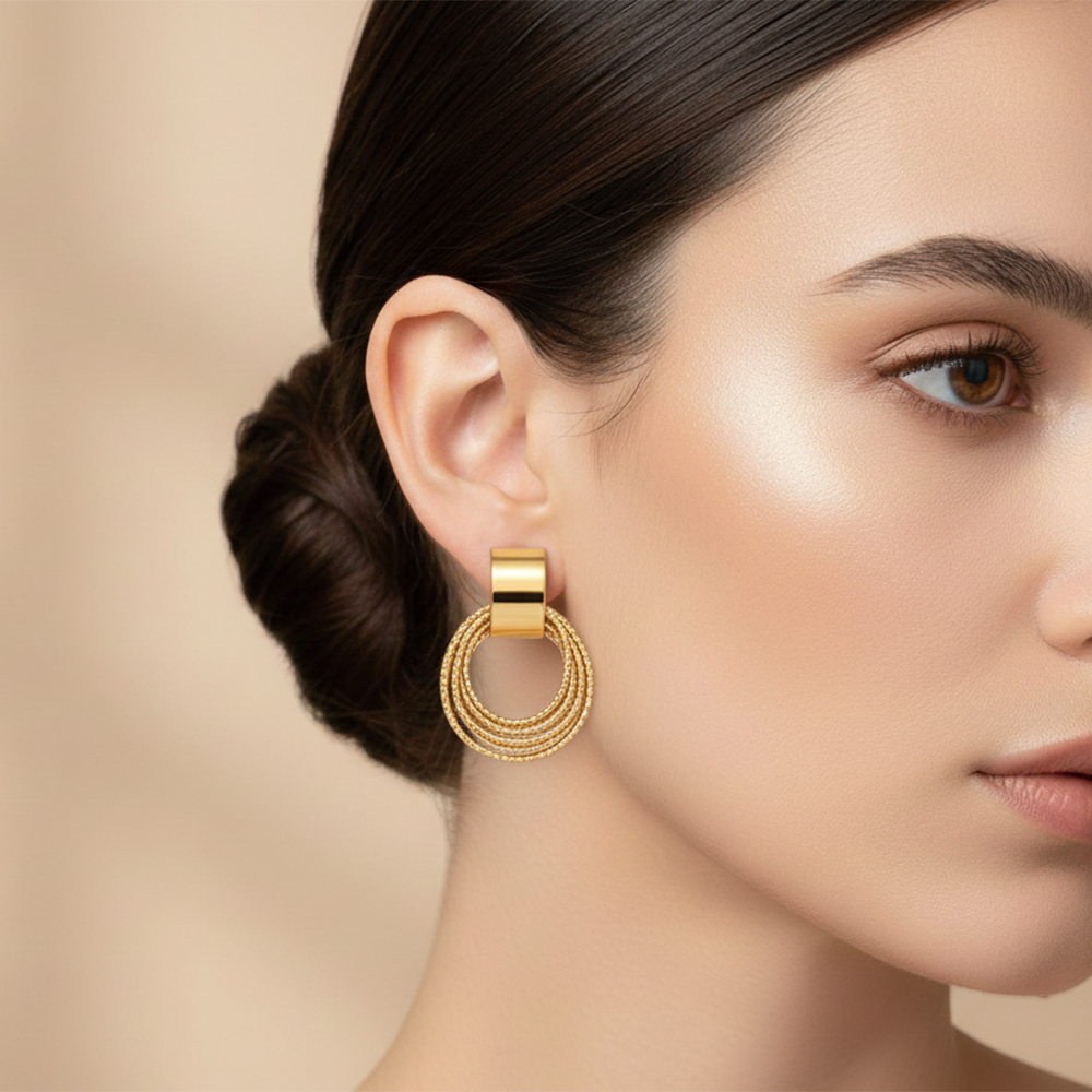 Urthn Stylish Gold Plated Earrings (Pack Of 6)