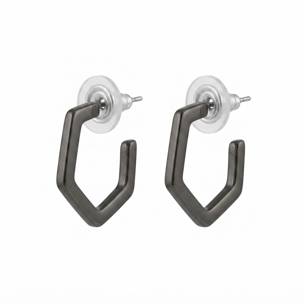 Darshana Jewels Trendy Black Geometric Hoop Earrings for Women (Set of 6)
