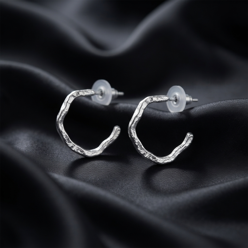 Darshana Jewels Trendy Silver Geometric Hoop Earrings for Women (Set of 6)