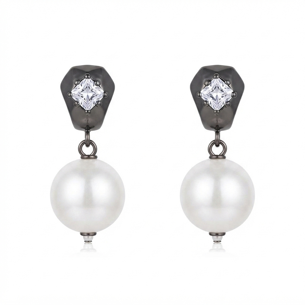 Darshana Jewels Trendy Silver Pearl Drop Stud Earrings for Women (Set of 6)