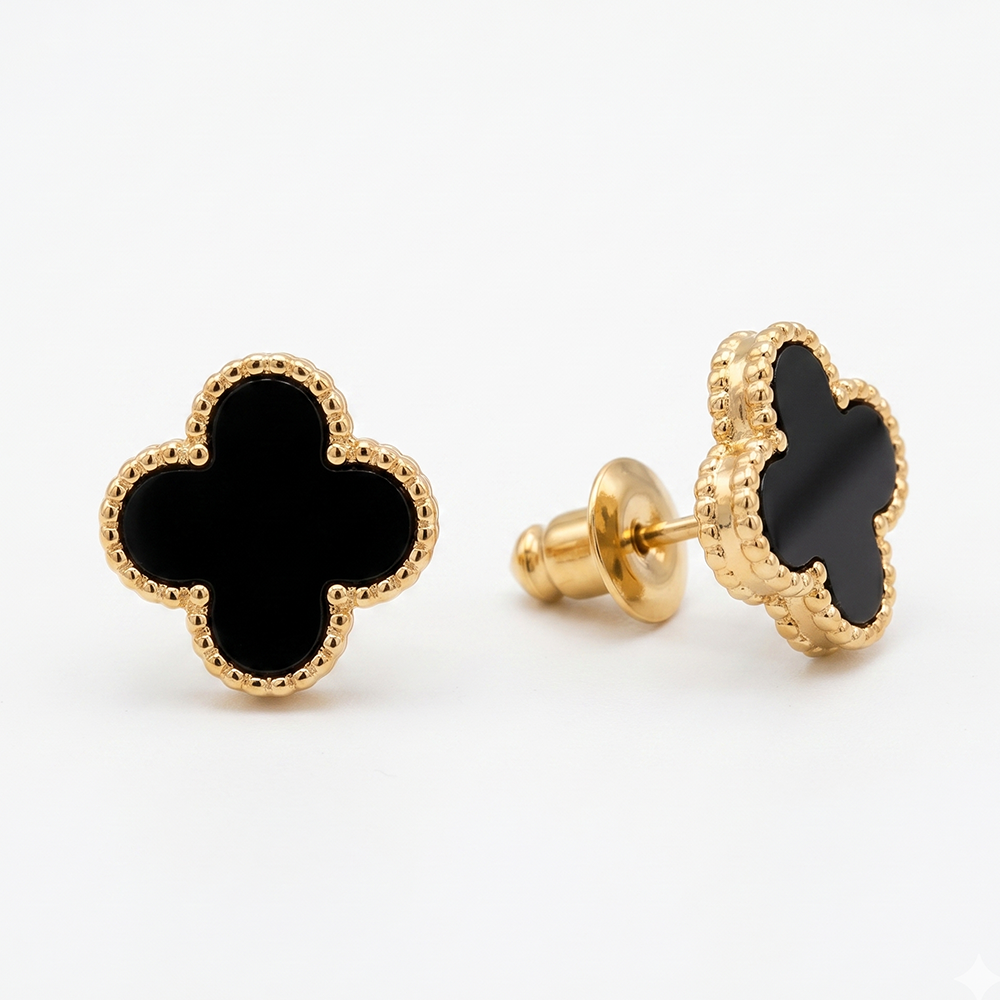 Urthn Elegant Silver-Plated Clover Stud Earrings for Women(Pack of 6)