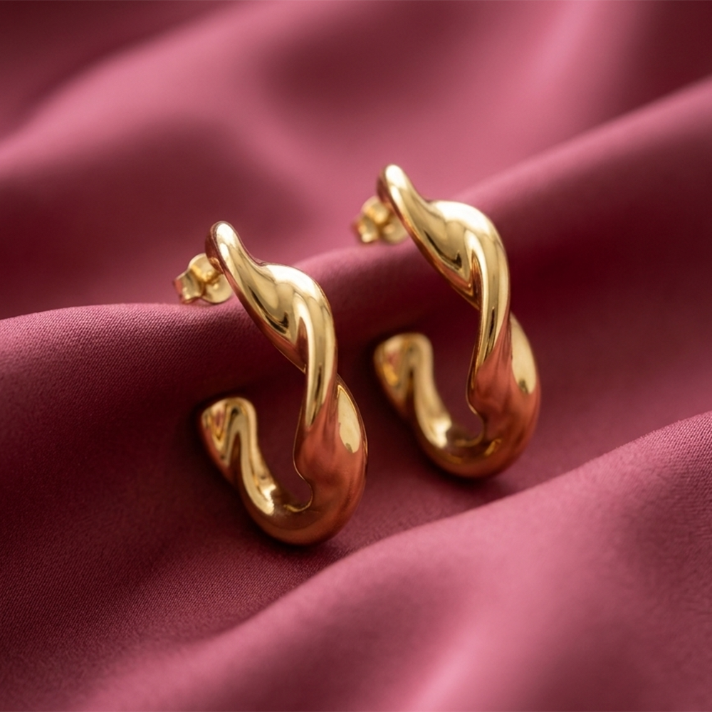 Urthn Stylish Gold Plated Twisted Stud Earrings