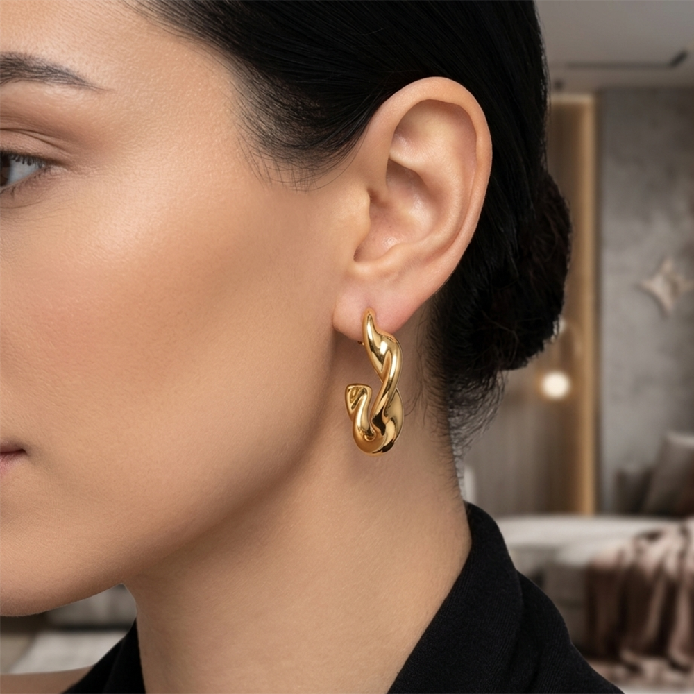 Urthn Stylish Gold Plated Twisted Stud Earrings(Pack of 6)