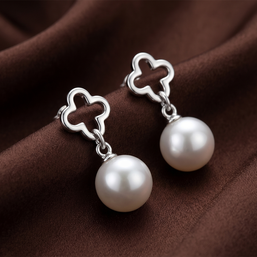 Urthn Eye-Catching Silver Plated Pearl Stud Earrings(Pack of 6)