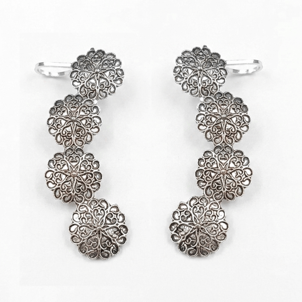 Darshana Jewels Oxidised Plated Floral Ear Cuff For Women And Girls(Pack of 6)
