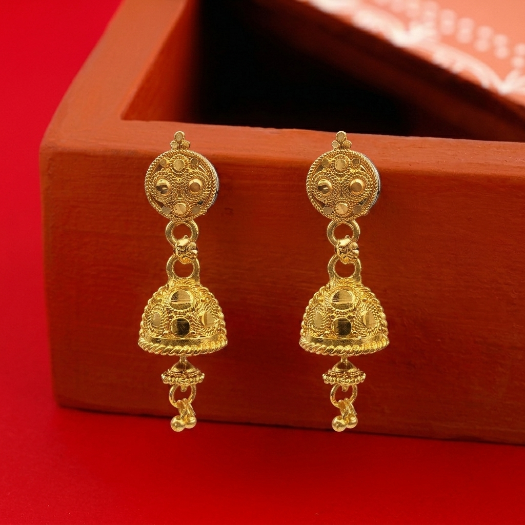 Darshana Jewels Elegant Gold Plated Floral Jhumka Drop Earrings(Pack Of 6)