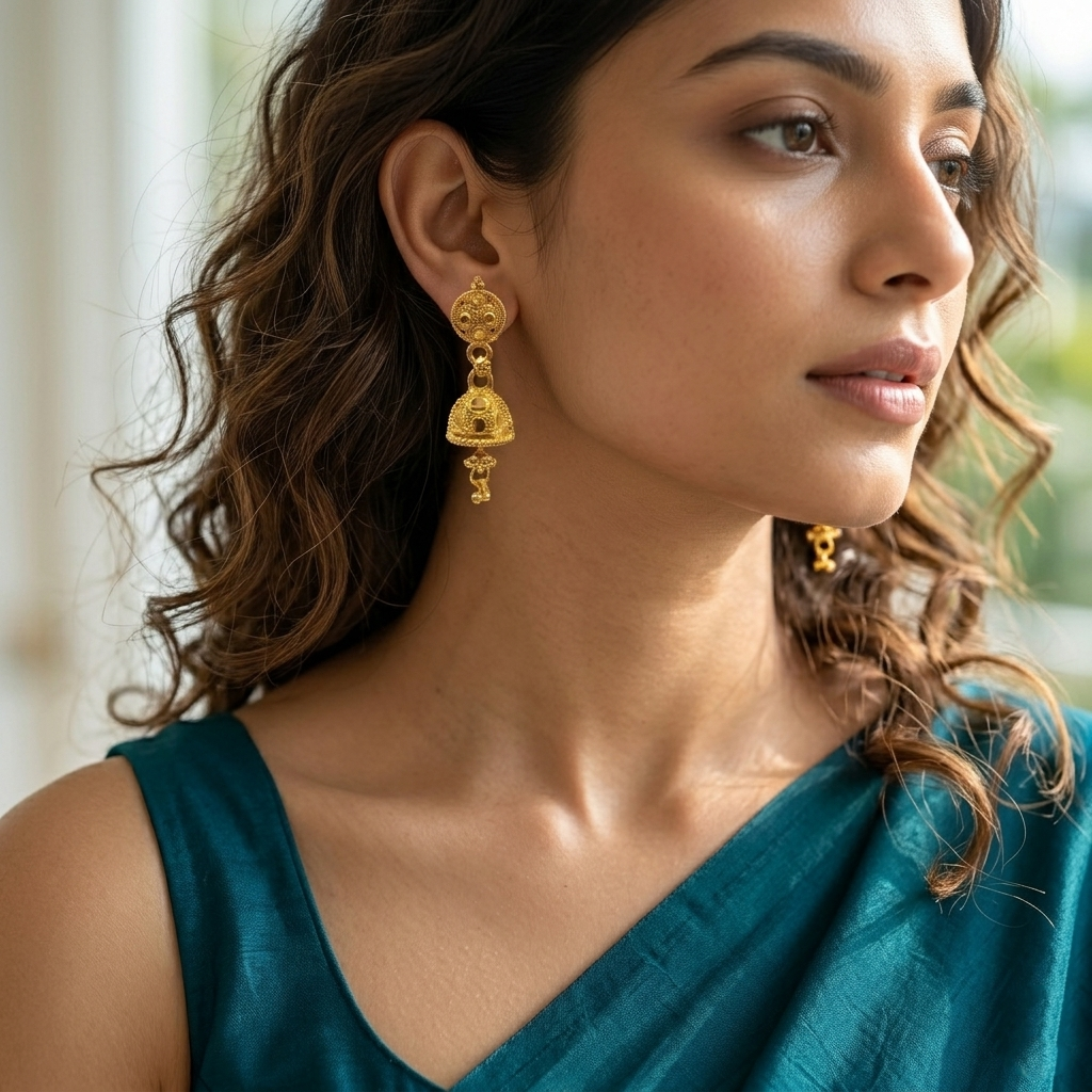 Darshana Jewels Elegant Gold Plated Floral Jhumka Drop Earrings(Pack Of 6)