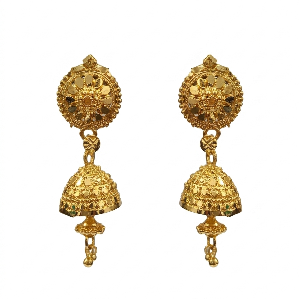 Darshana Jewels Elegant Gold Plated Floral Jhumka Drop Earrings(Pack Of 6)