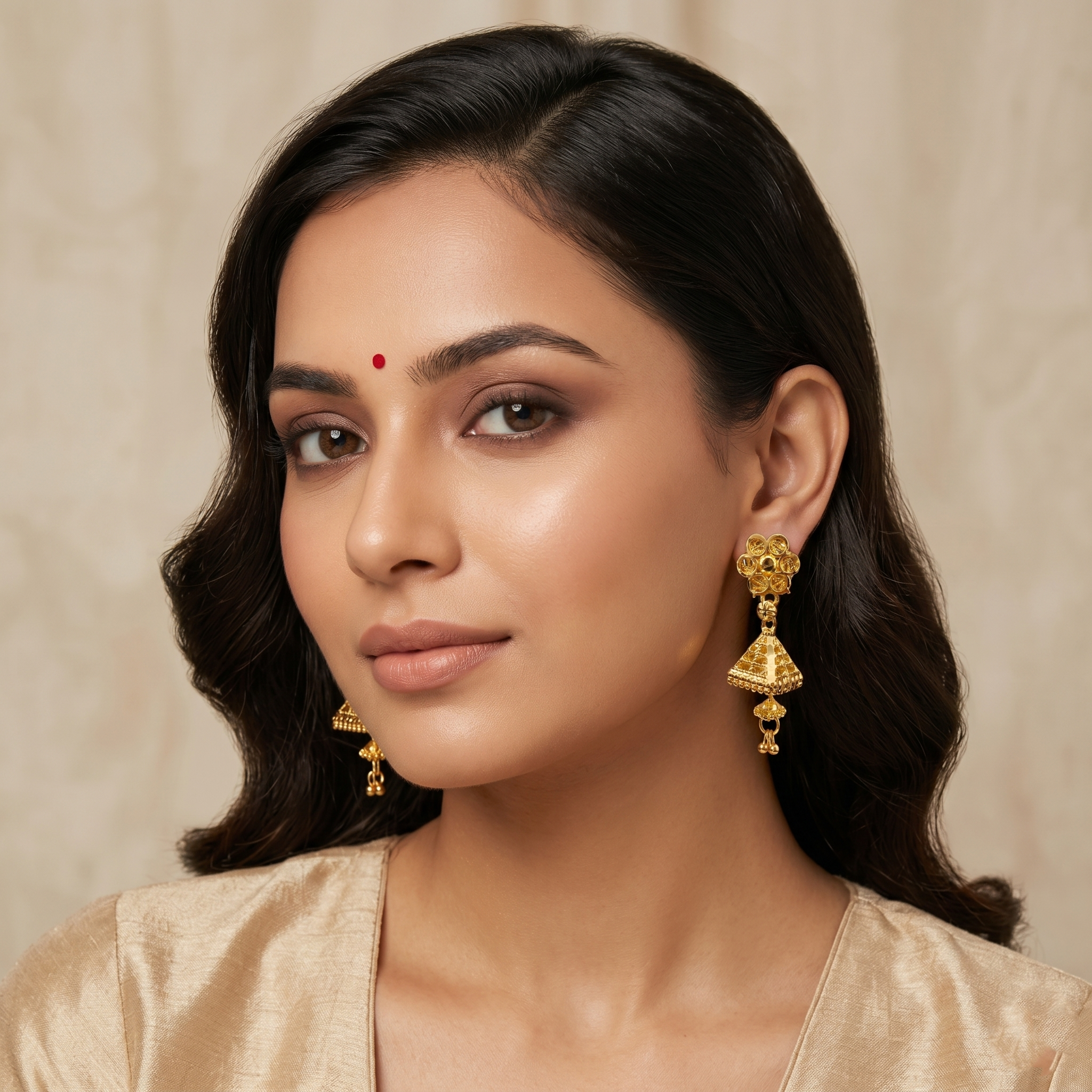 Darshana Jewels Elegant Gold Plated Floral Jhumka Drop Earrings(Pack Of 6)