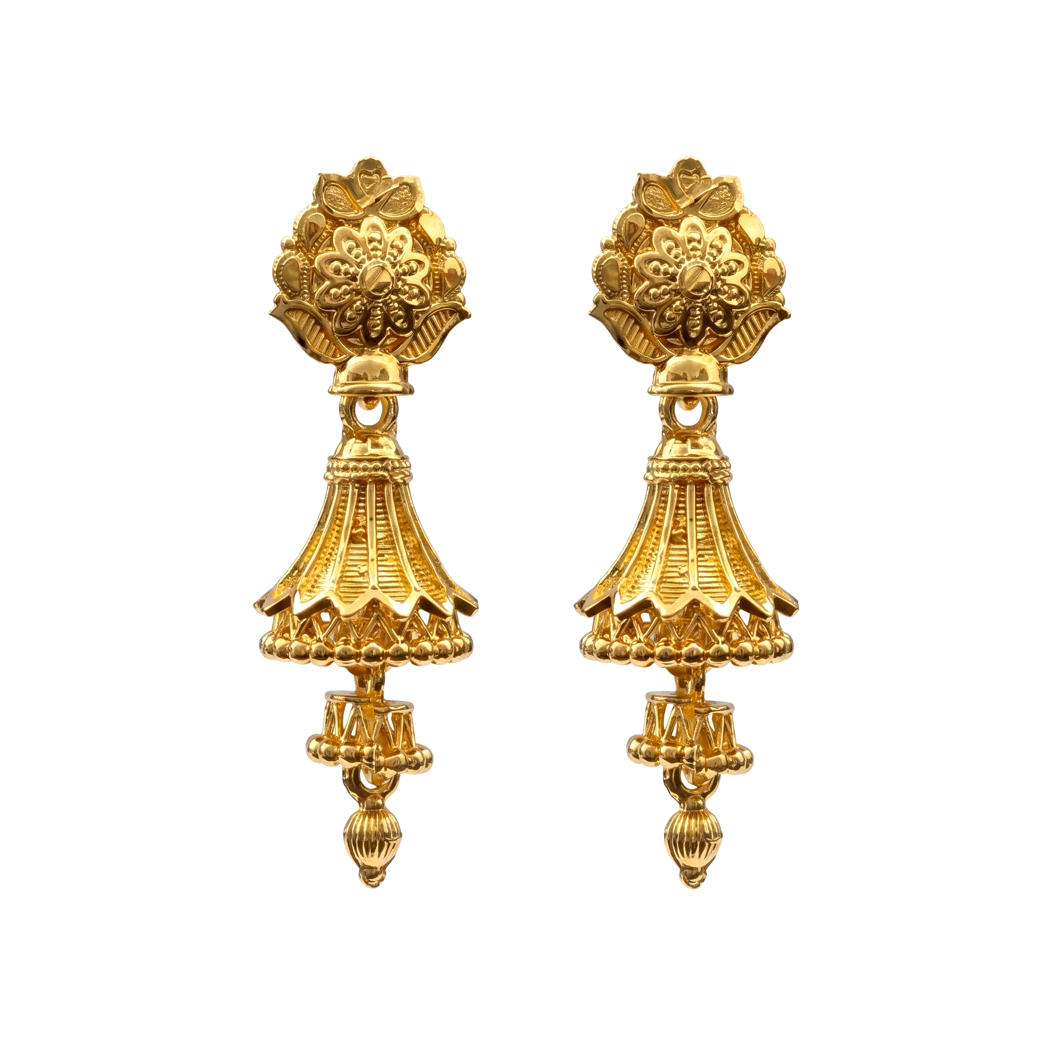 Darshana Jewels Elegant Gold Plated Floral Double Jhumka Drop Earrings(Pack Of 6)