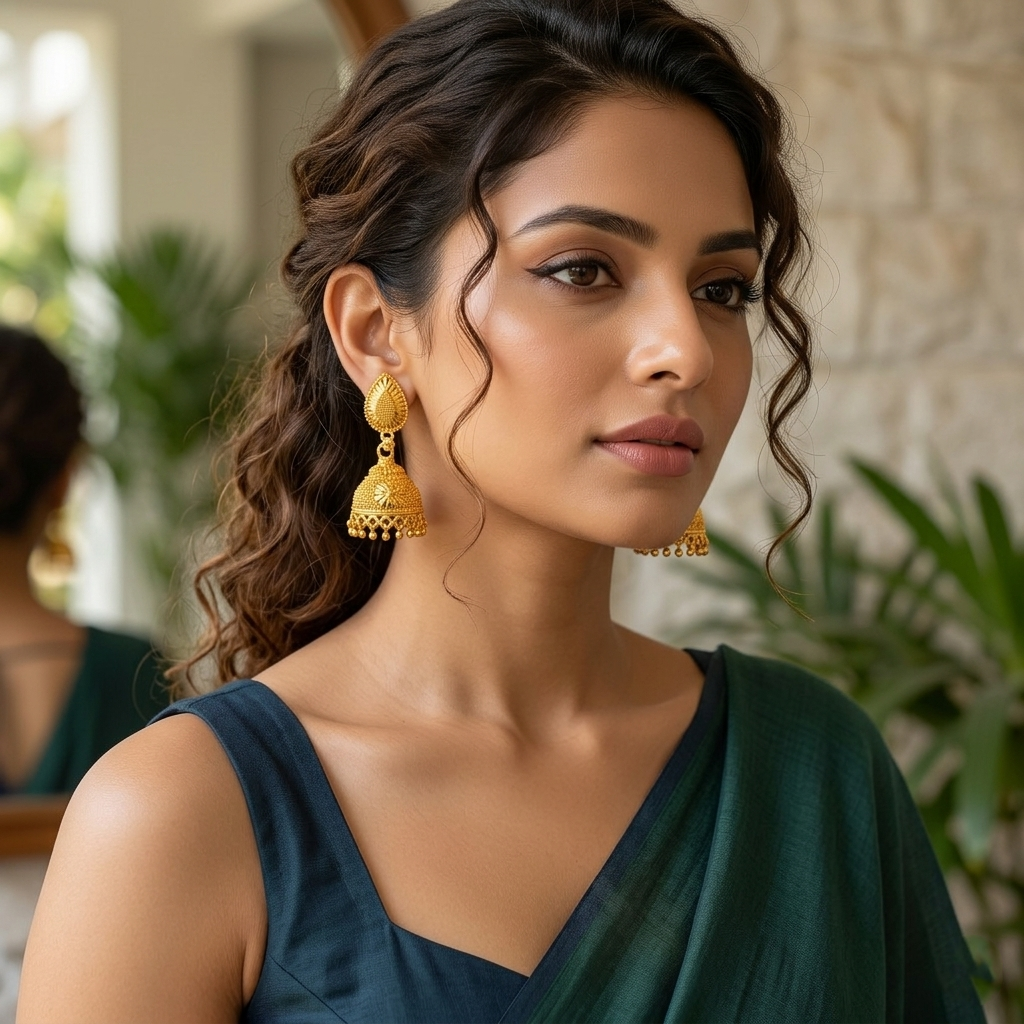 Darshana Jewels Elegant Gold Plated Floral Jhumka Drop Earrings(Pack Of 6)