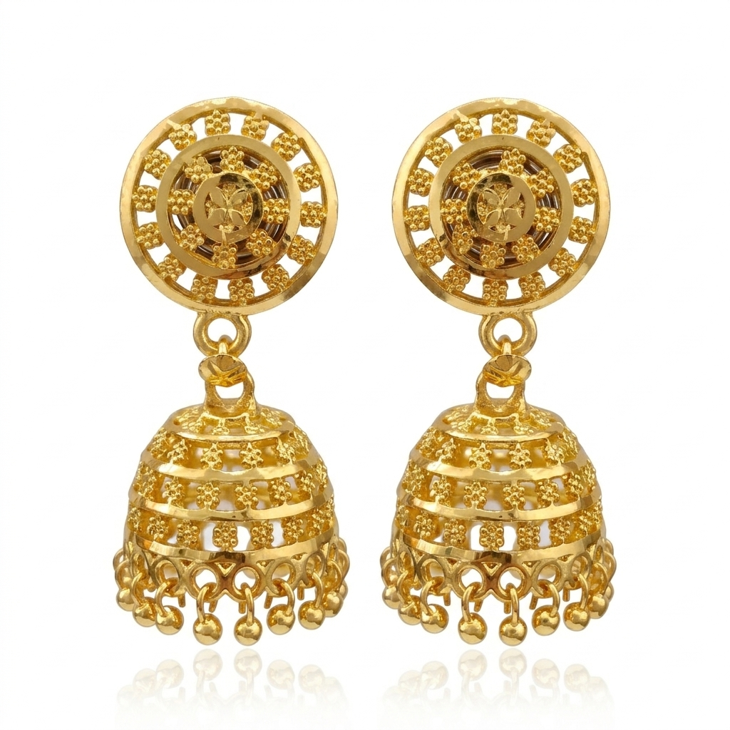 Darshana Jewels Elegant Gold Plated Floral Jhumka Drop Earrings(Pack Of 6)