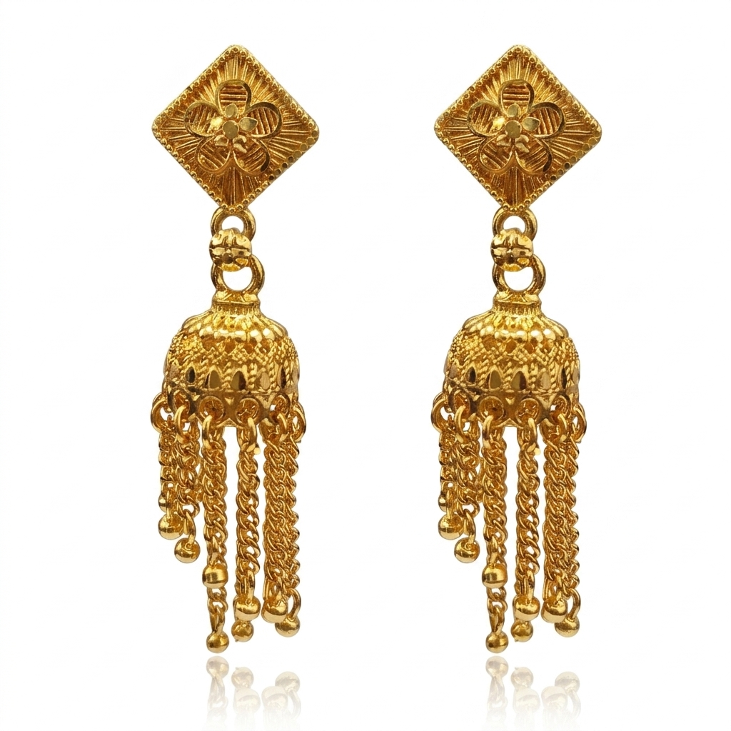 Darshana Jewels Elegant Gold Plated Floral Jhumka Drop Earrings(Pack Of 6)