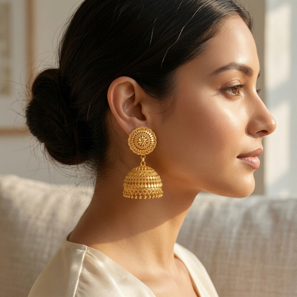 Darshana Jewels Elegant Gold Plated Floral Jhumka Drop Earrings(Pack Of 6)