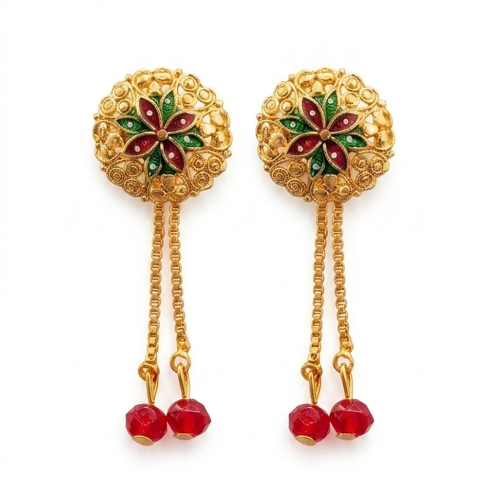 Darshana Jewels Gold Plated Traditional Dangler Tassel Earrings(Pack Of 6)