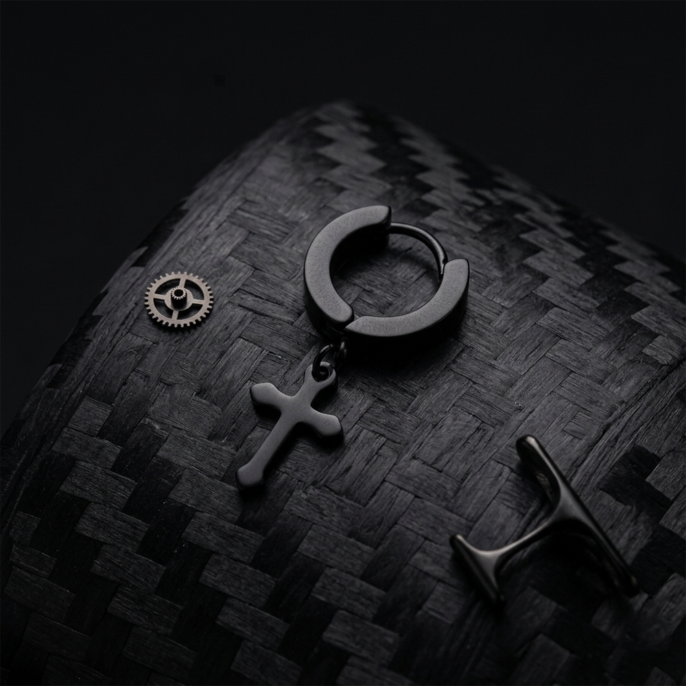 Urthn Black Plated Stud Mens Bali