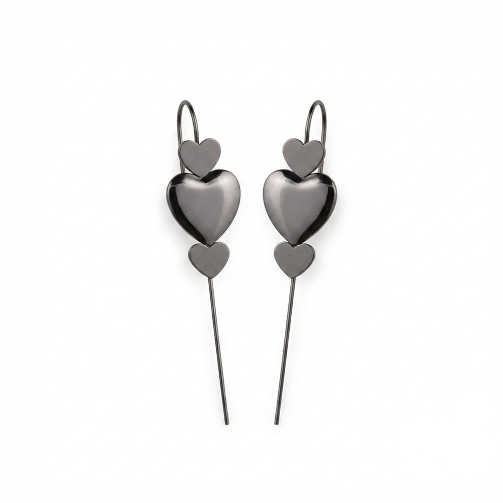 Urthn Black Plated Heart Shape Ear cuff(Pack of 6)