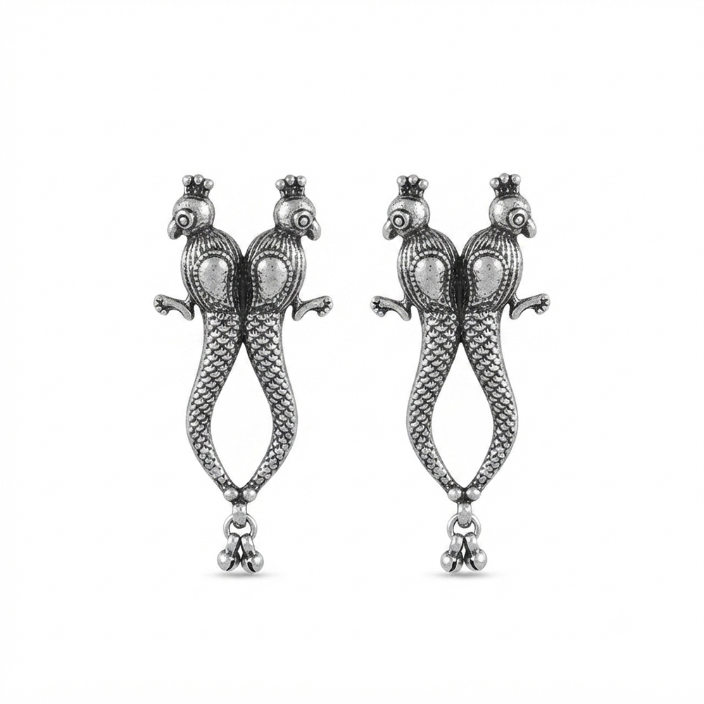 Urthn Oxidised Peacock Stud Earrings For Women And Girl(Pack of 6 )