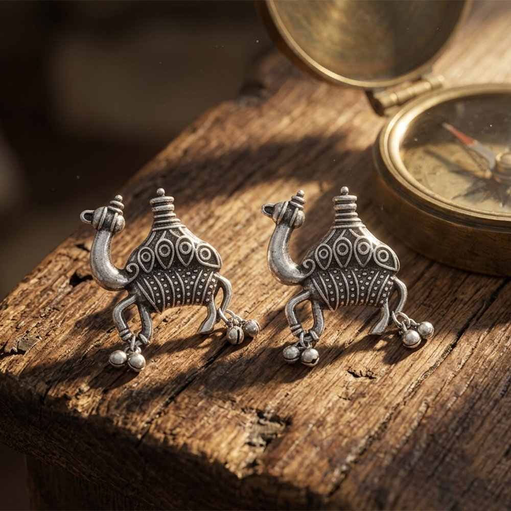 Urthn Oxidised Camel Stud Earrings Fro Women And Girls