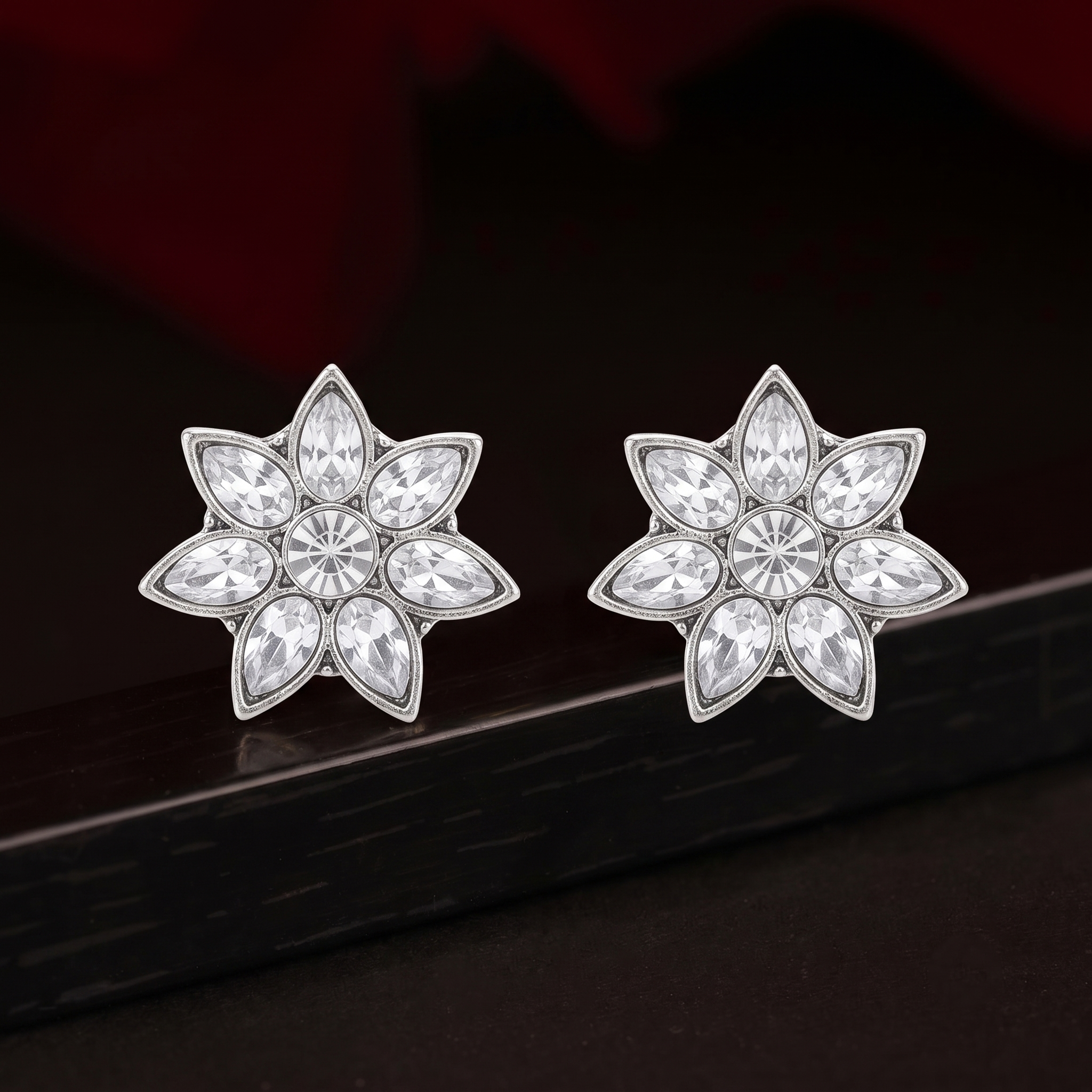 Urthn Silver Plated Austrian Stone Stud Earrings