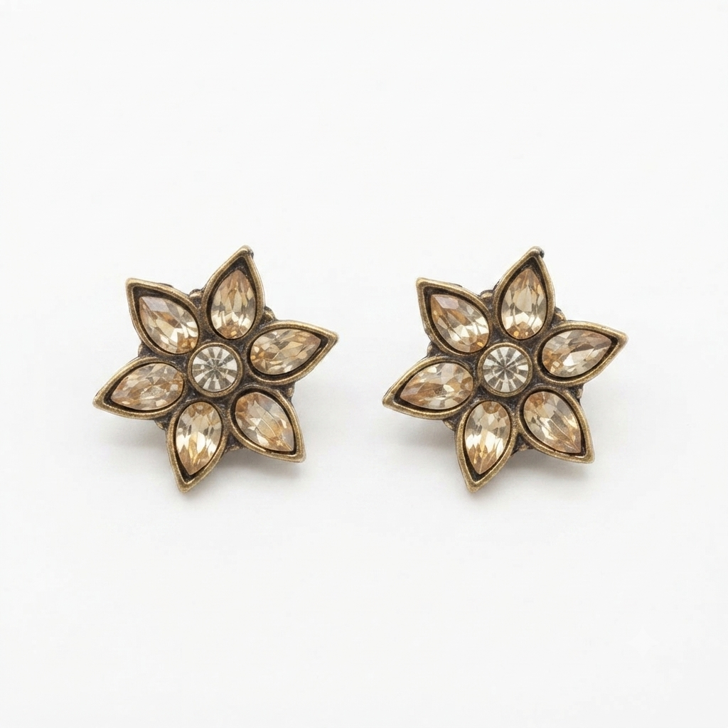 Urthn Antique Gold Plated Crystal Stud Earrings (Pack of 6 )