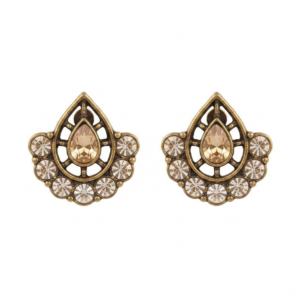 Urthn Antique Gold Plated Crystal Stud Earrings (Pack of 6 )