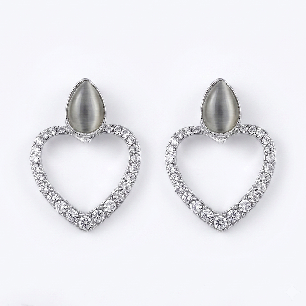 Urthn Silver Plated Monalisa Stone Dangler Earrings(Pack of 6 )