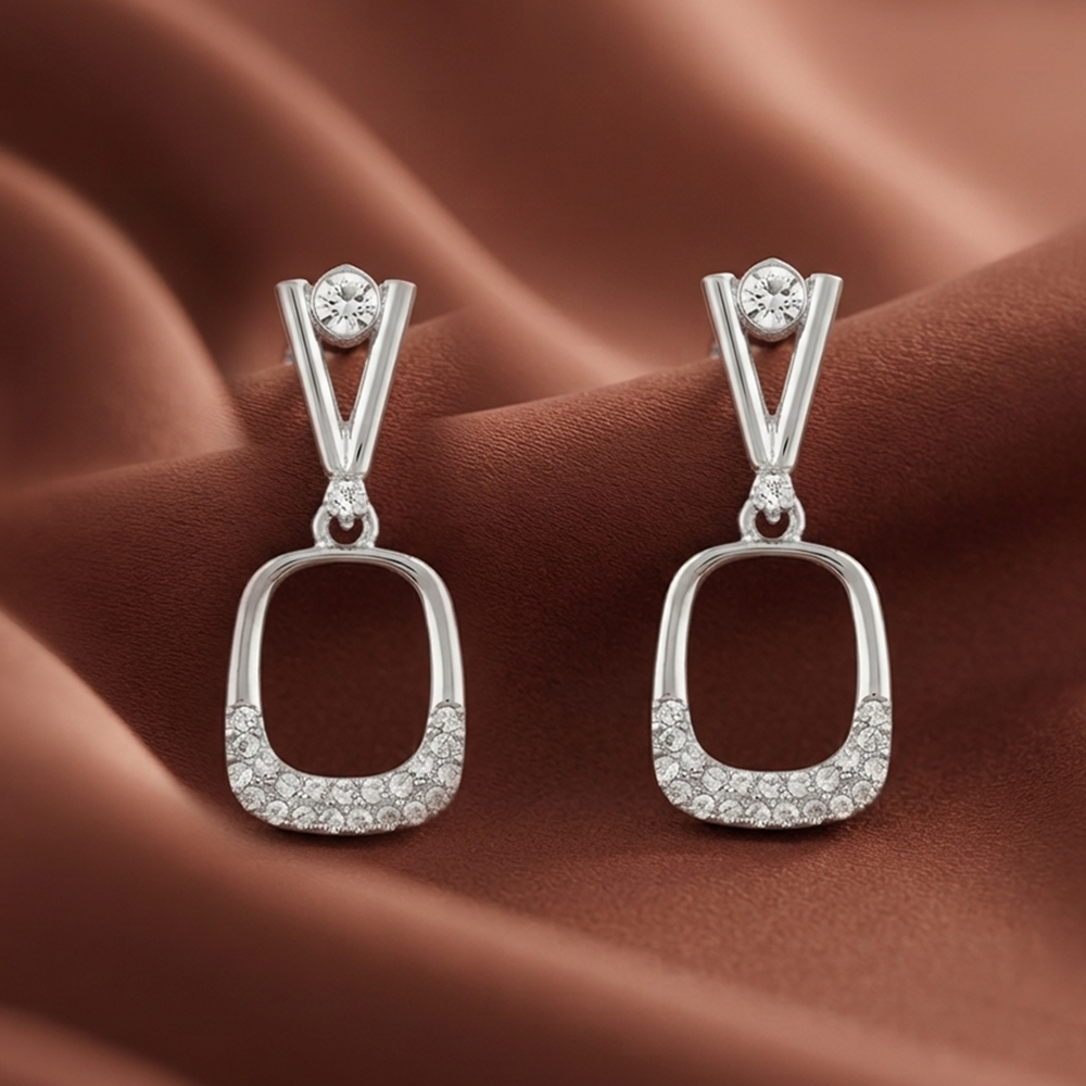 Urthn Silver Plated Austrian Stone Dangler Earrings
