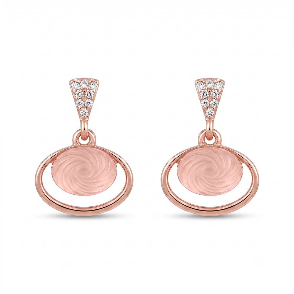 Urthn Rose Gold Plated Monalisa Stone Dangler Earrings(Pack of 6 )