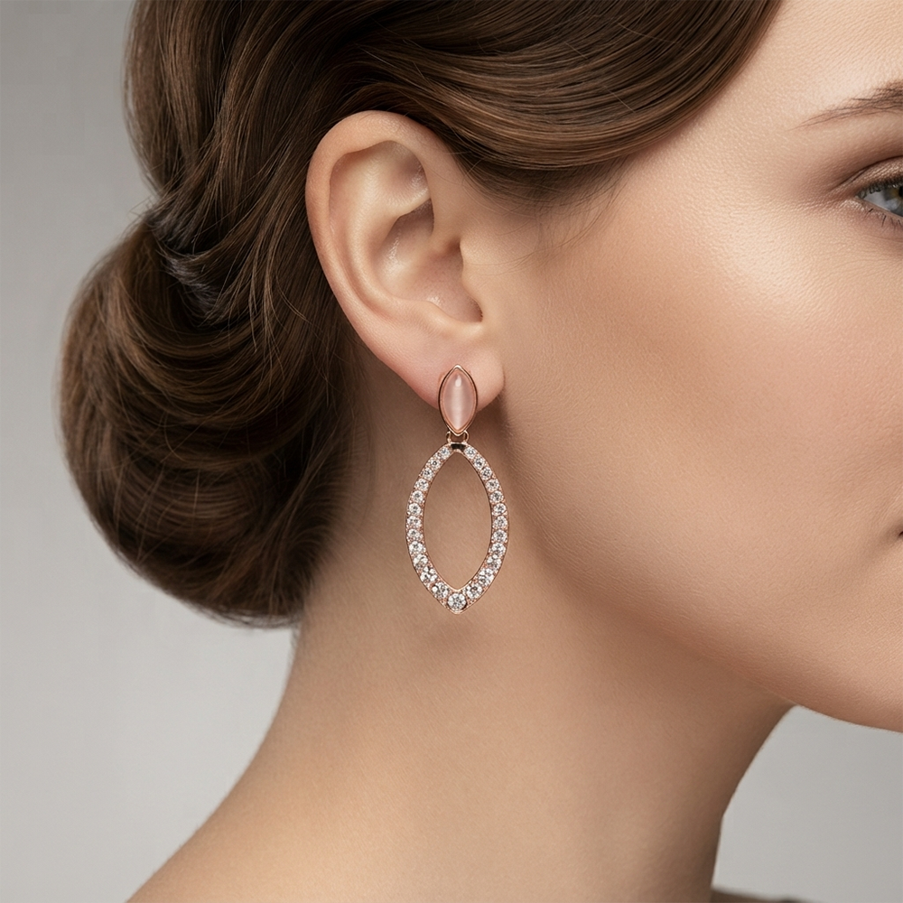 Urthn Rose Gold Plated Monalisa Stone Dangler Earrings(Pack of 6 )