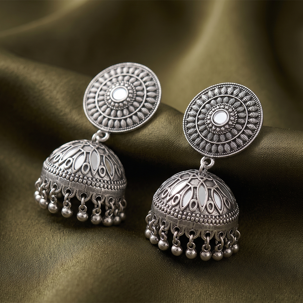 Urthn Stylish Oxidised Jhumki Earrings for Women