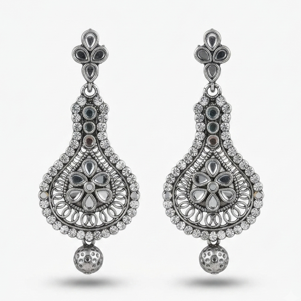 Urthn Fashion Oxidised with Mirror Dangler Earrings for Women(Pack of 3)