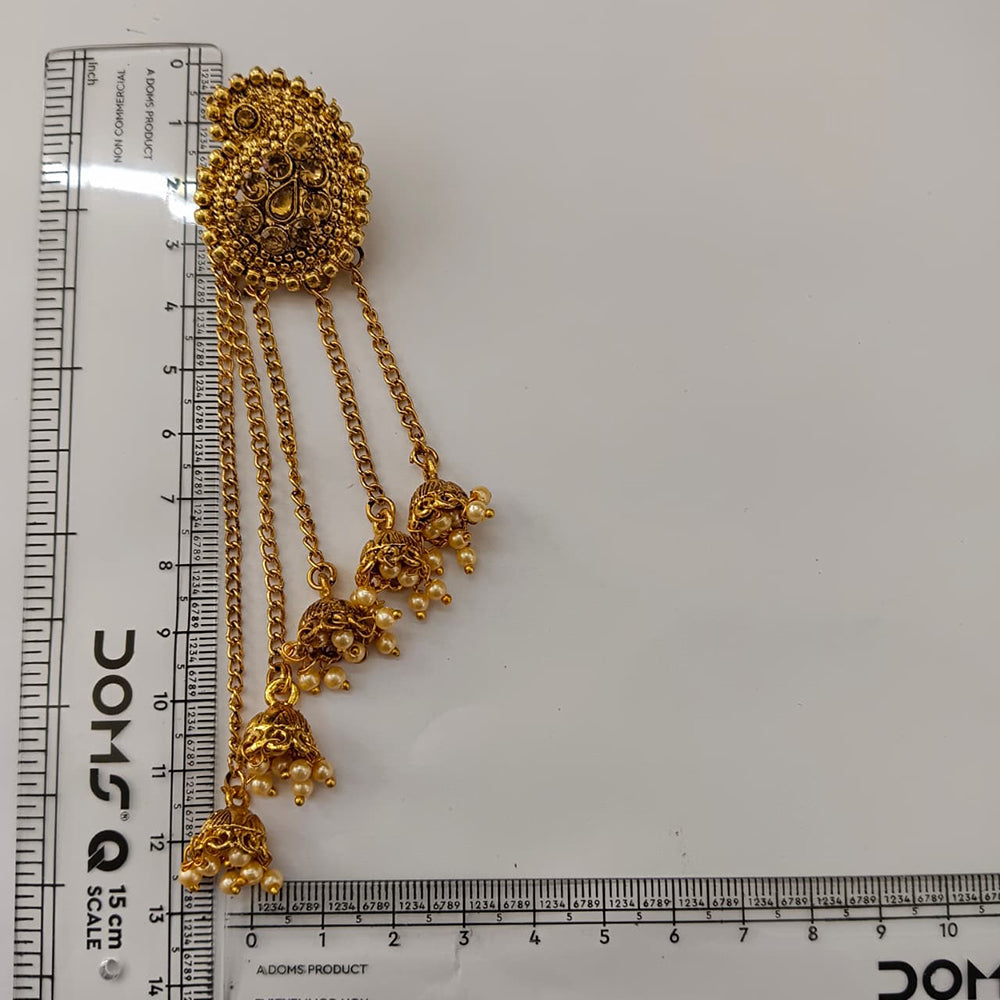 Urthn Traditional Gold Plated Austrian Stone Pearl Kashmiri Jhumki Earrings for Women(Pack of 3)