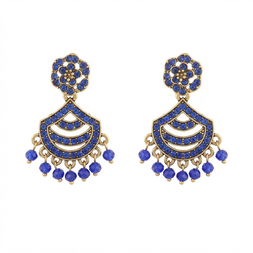 Urthn Designer Stone & Pearl Chandelier Earrings for Women(Pack of 3)