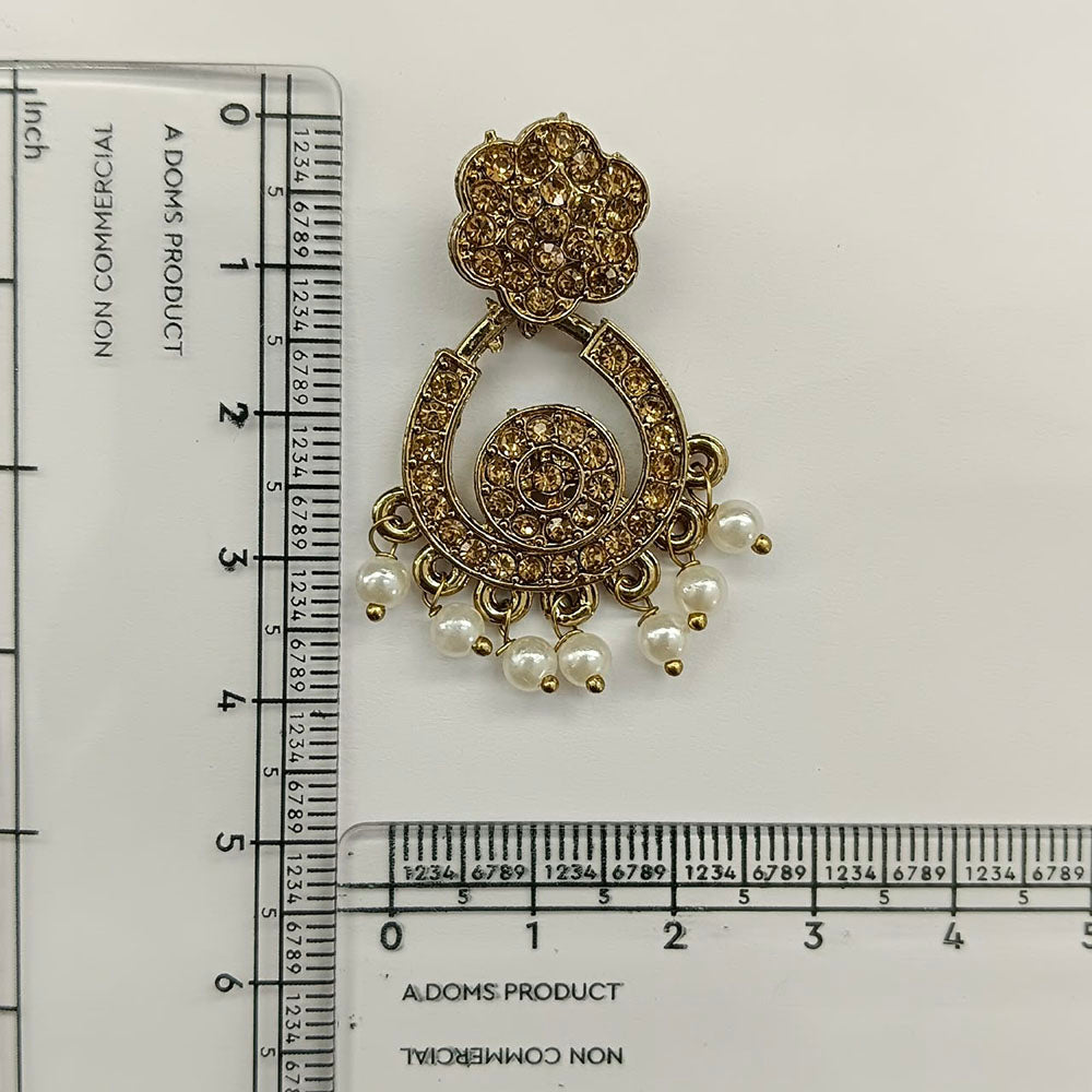 Urthn Designer Stone & Pearl Chandelier Earrings for Women(Pack of 3)