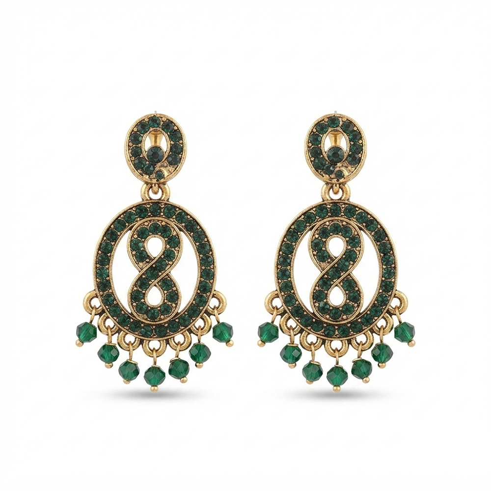 Urthn Designer Stone & Pearl Chandelier Earrings for Women(Pack of 3)