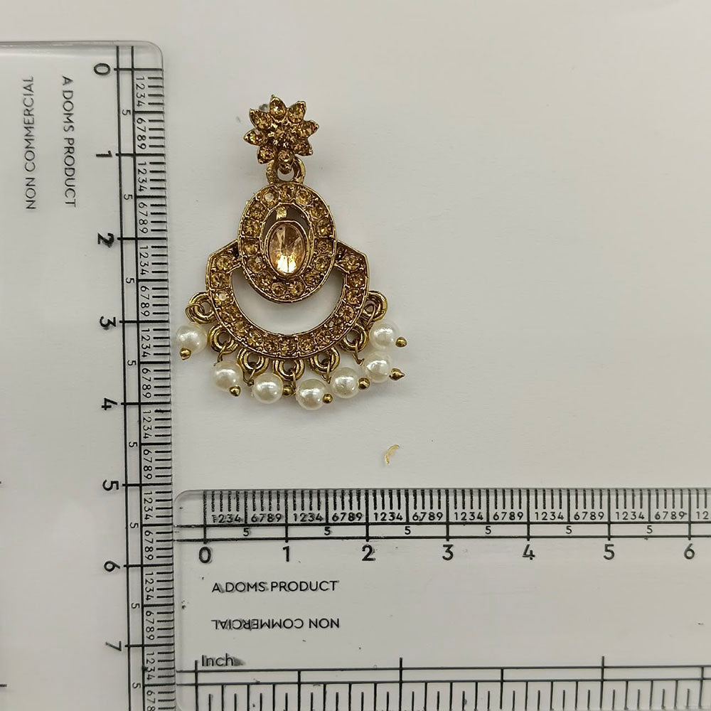 Urthn Designer Stone & Pearl Chandelier Earrings for Women(Pack of 3)