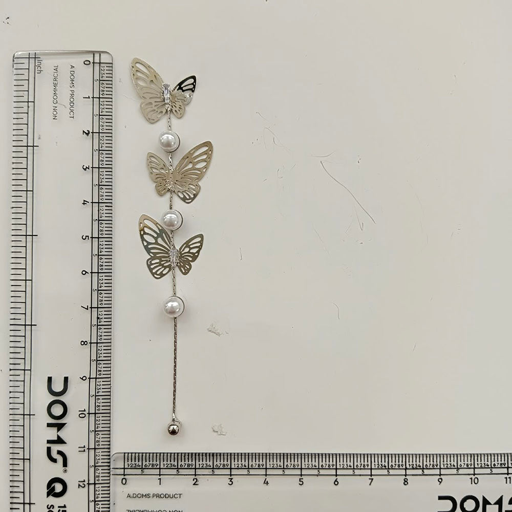 Urthn Trendy Long Tassel Earrings with Butterfly Drop for Women (Pack Of 3)