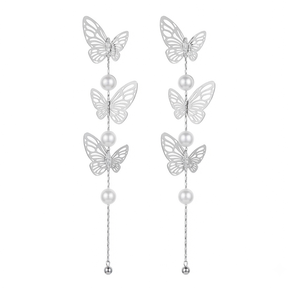Urthn Trendy Long Tassel Earrings with Butterfly Drop for Women (Pack Of 3)