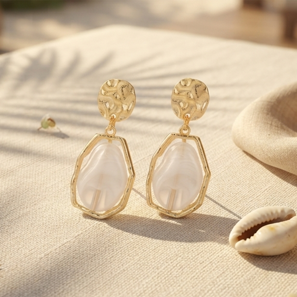 Urthn Trendy Ethnic White Marble Rasin Dangler Earrings for Women Wedding & Festive Wear Jewellery