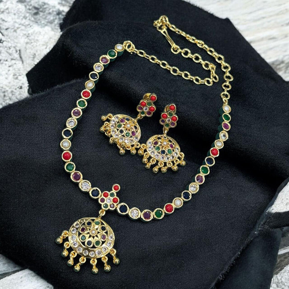 Sona Covering Designer Colorful Crystal Stone Necklace Set