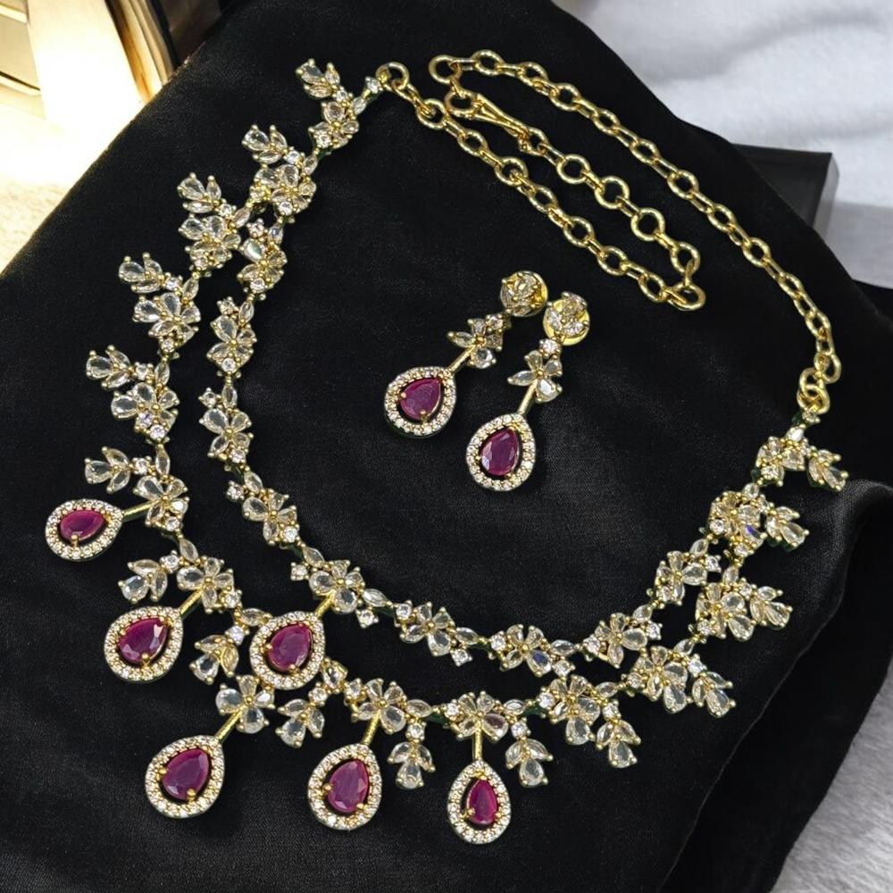 Sona Covering Premium American Diamond And Austrian Stone Necklace Set