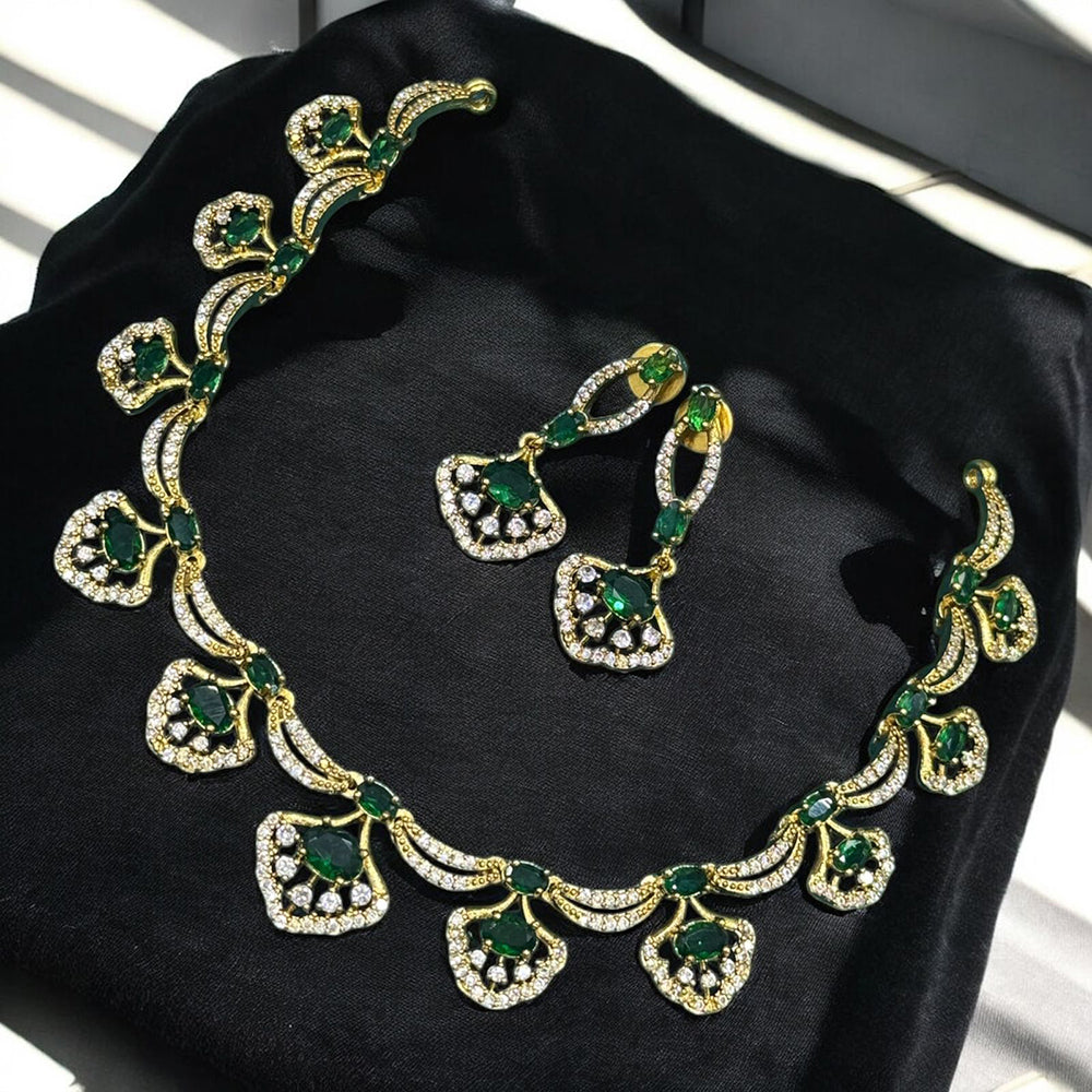 Sona Covering Glimmer Grace Elegant Crytsal Stone Necklace Set
