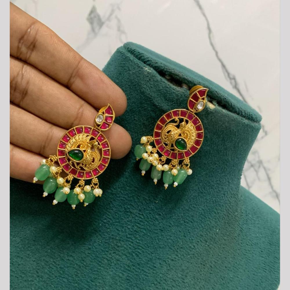 Sona Covering Graceful Pota Stone And Pearl Dangler Earrings