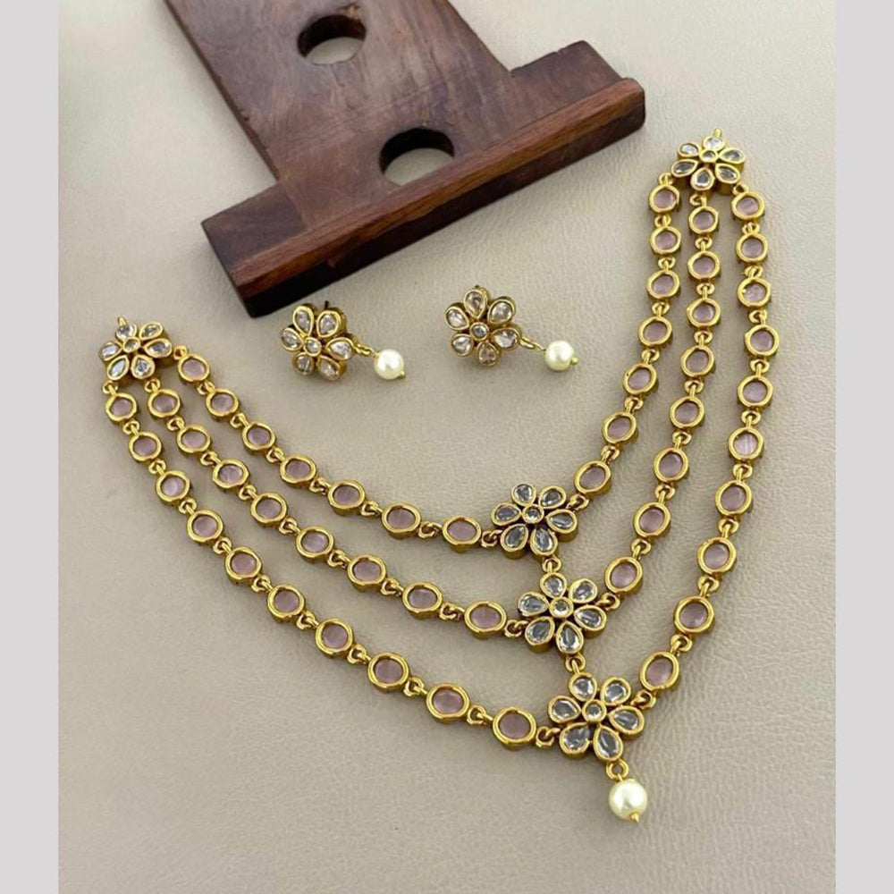 Sona Covering Glamorous Crystal Stone And Beads Necklace Set