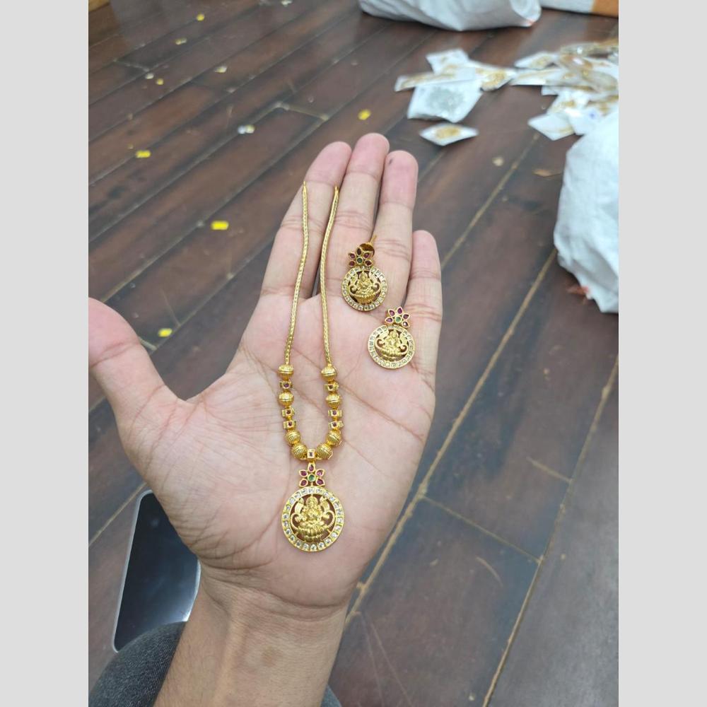 Sona Covering Delicate Pota Stone And Austrian Stone Temple Necklace Set