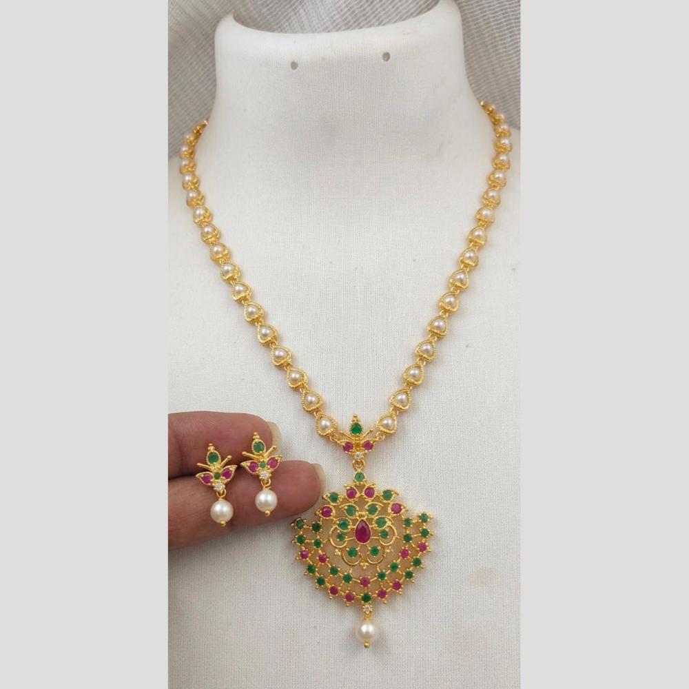 Sona Covering Delicate Pota Stone And Pearl Necklace Set
